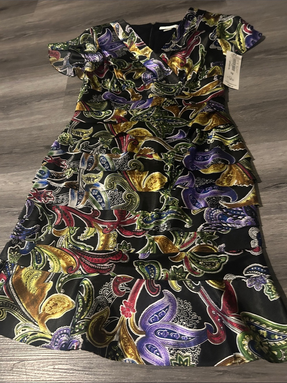 Women's Black Multicolor Paisley Midi Dress